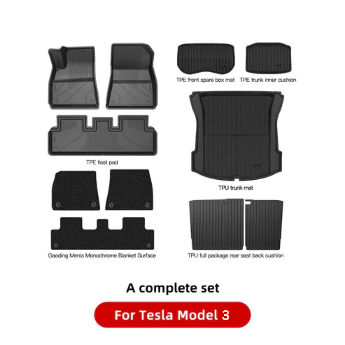 TeslaGuard All-Weather Floor Mats: Elite Edition for Model 3/Y (2021-2023)