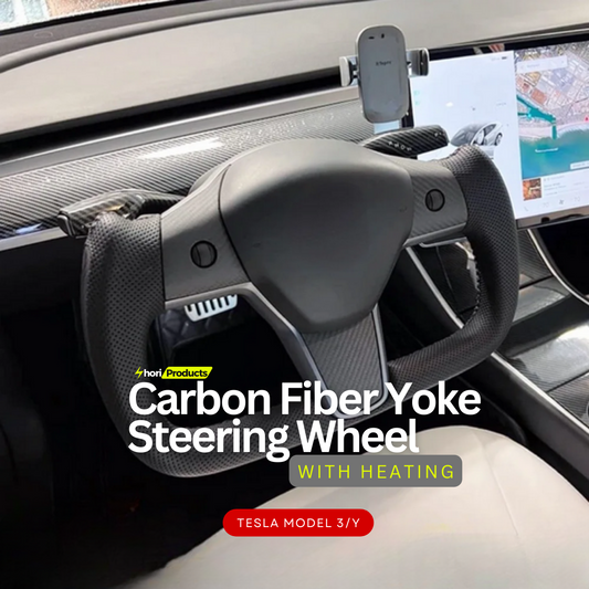 Carbon Fiber Yoke Steering Wheel with Heating for Tesla Model 3 & Model Y