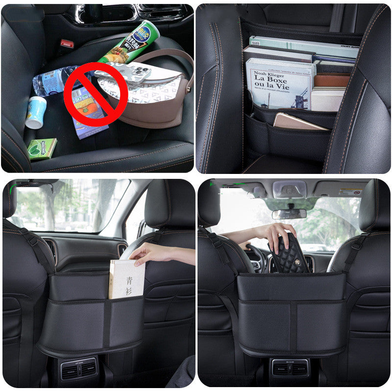 Leather Car Seat Net Pocket - Stylish and Functional Storage Solution