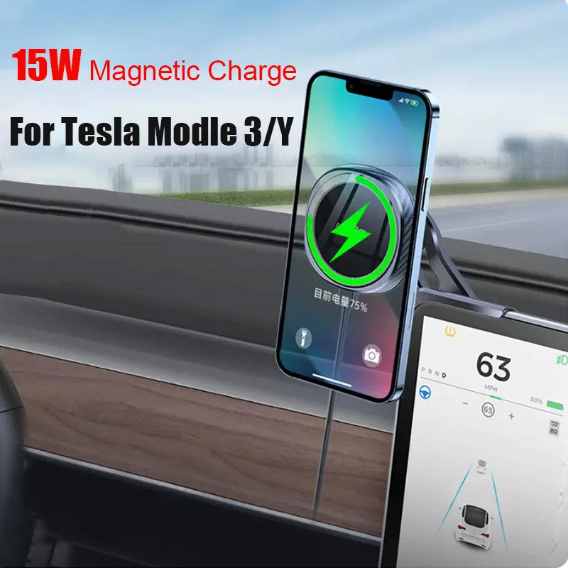 PowerDrive Magnetic 15W Wireless Charger Mount for Tesla Model 3