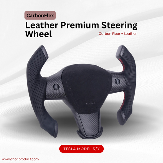 CarbonLux SW115 Premium Leather Steering Wheel Upgrade for Tesla Model 3 & Y