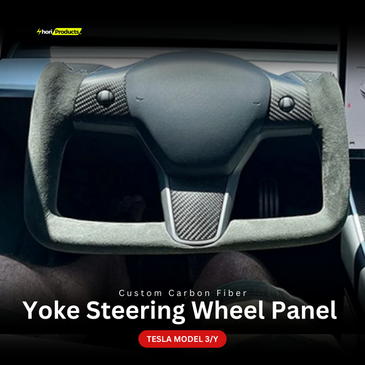 Custom Carbon Fiber Yoke Steering Wheel Panel for Tesla Model 3 & Y