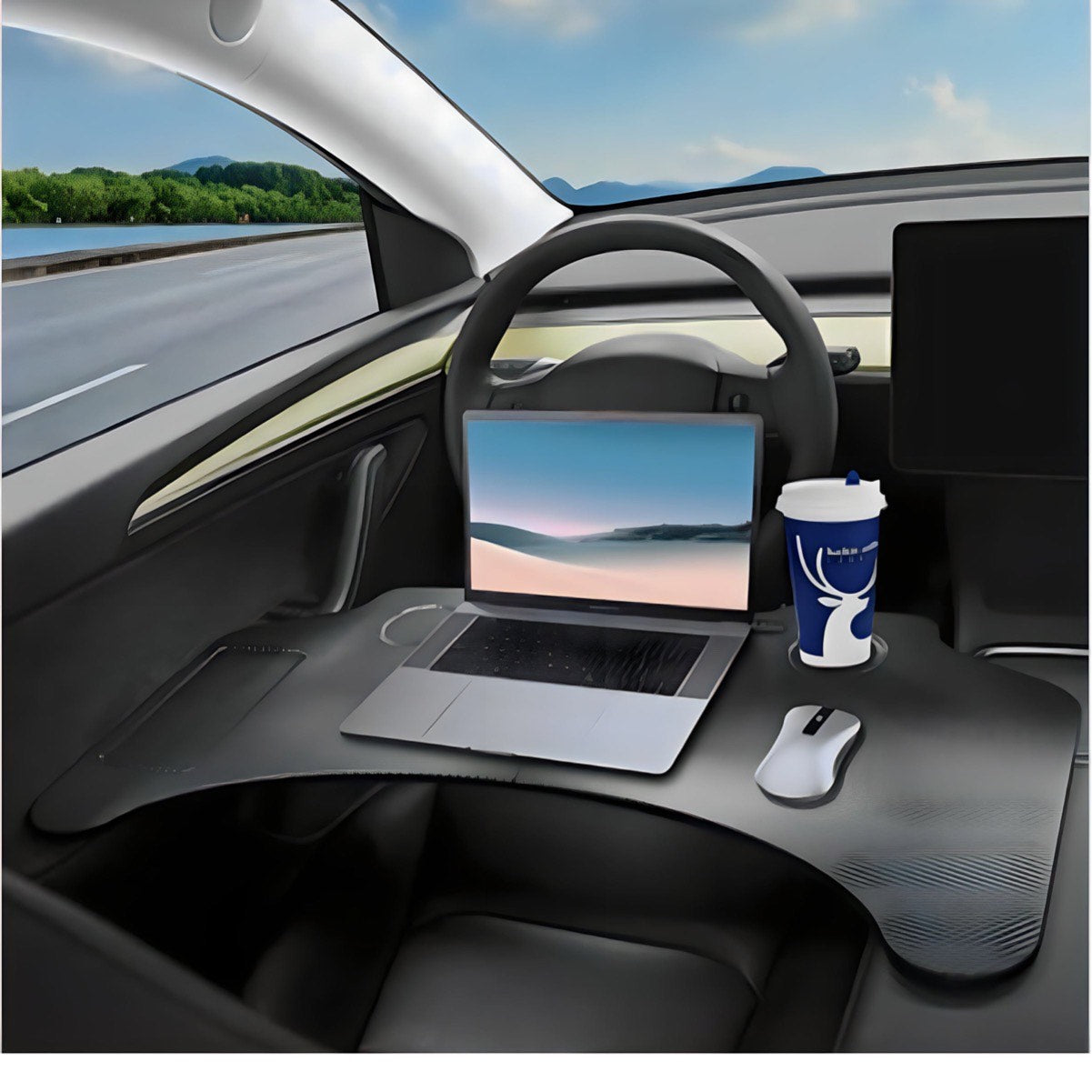 Travel Companion: Multifunctional Folding Table for Tesla Model 3/Y & 3+ Highland