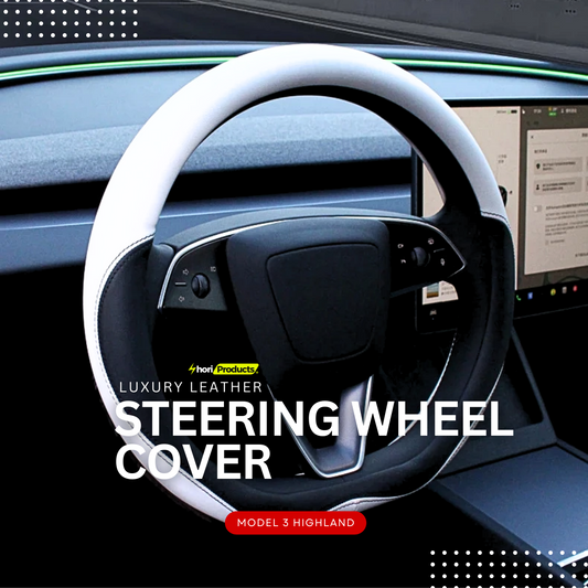 Luxury Leather Steering Wheel Cover for Tesla Model 3+ Highland