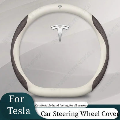 LuxeDrive Leather Steering Wheel Cover for Tesla Model 3 & Model Y