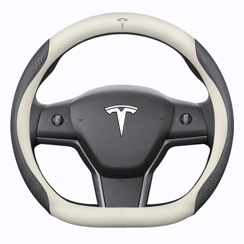 LuxeDrive Leather Steering Wheel Cover for Tesla Model 3 & Model Y