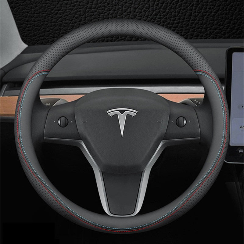 Nappa Leather Steering Wheel Cover for Tesla 3/Y/S/X – Elegance and Functionality Combined