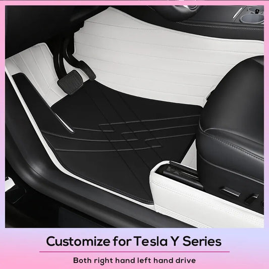 Luxury Cowhide Floor Mats for Tesla Model Y