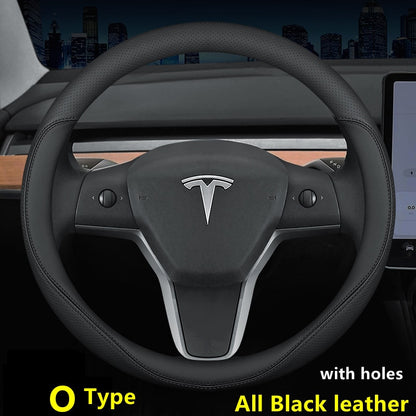 Nappa Leather Steering Wheel Cover for Tesla 3/Y/S/X – Elegance and Functionality Combined