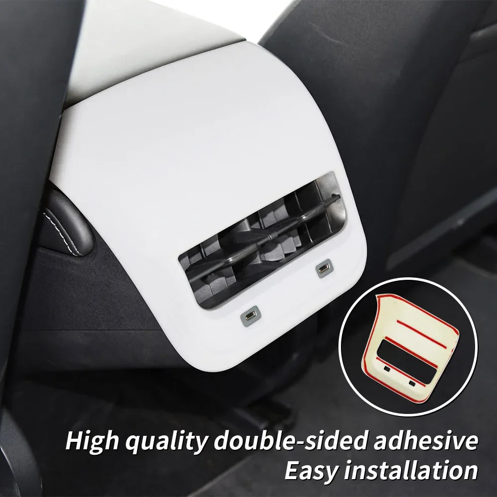Luxe Matte White Rear Air Conditioner Vent Trim Cover for Tesla Model 3/Y