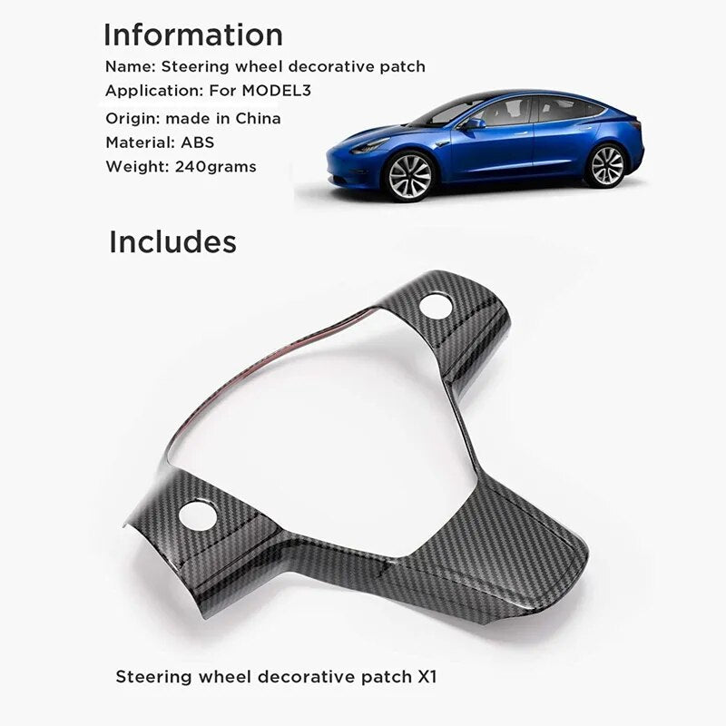 Carbon Fiber Steering Wheel Enhancement for Tesla Model 3/Y 2017-2020