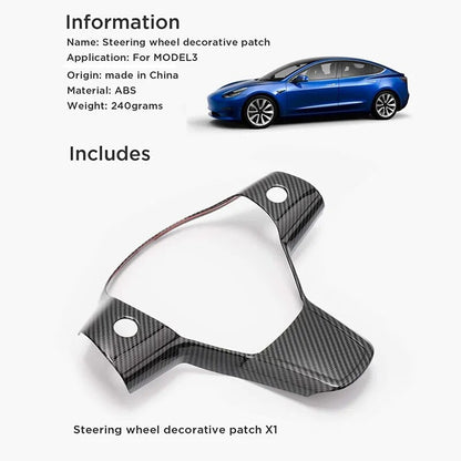 Carbon Fiber Steering Wheel Enhancement for Tesla Model 3/Y 2017-2020