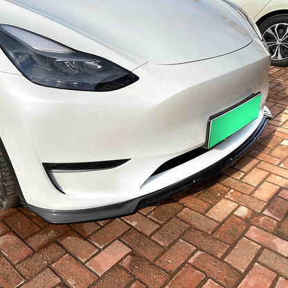Carbon Finish Front Bumper Lip for Tesla Model Y 2020-2023