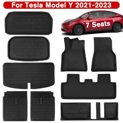 Tesla Model Y 7 Seater All-Weather Floor Mats & Trunk Liners - Full Protection Set