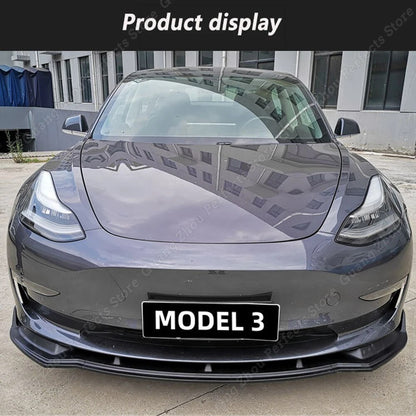AeroGuard 3Pcs Car Front Bumper Lip Deflector Kit for Tesla Model 3