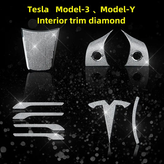 Crystal Interior Sticker Accessories for Tesla Model 3 and Model Y