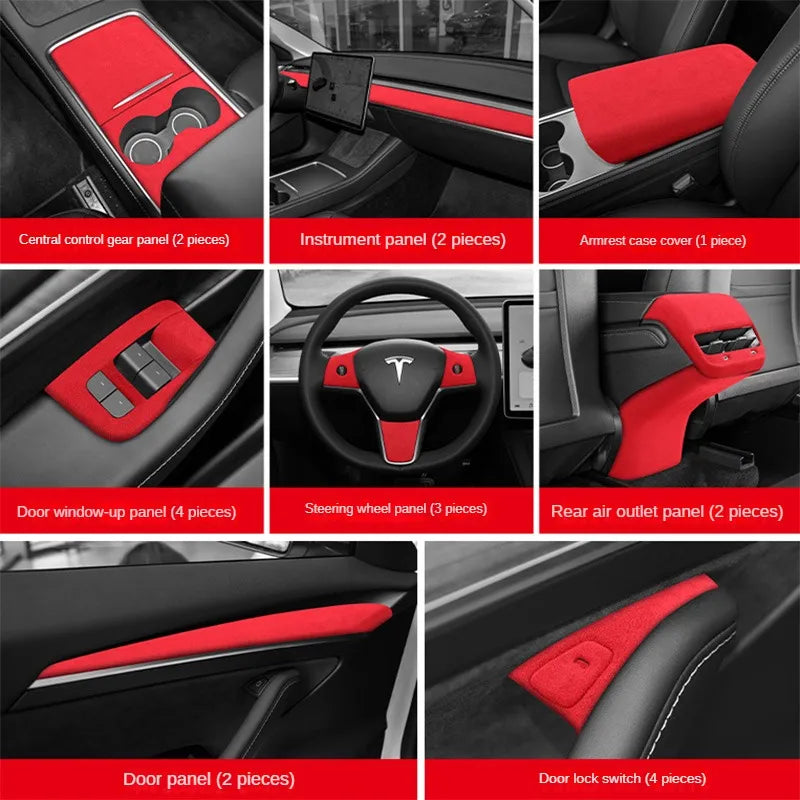 LuxeTouch Alcantara Interior Enhancement Kit for Tesla Model 3 Model Y