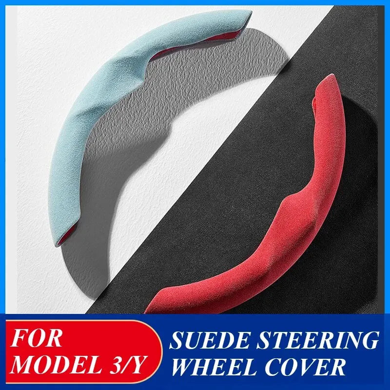 SuedeLux Ultra-Thin Steering Wheel Covers for Tesla Model 3 Y