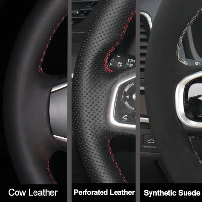 High-Quality Hand-Stitched Leather Steering Wheel Cover for Tesla Model 3+ Highland 2024