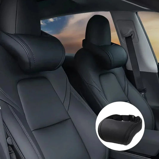 LuxeDrive Comfort Leather Neck Pillow For Tesla Model 3 S X Y