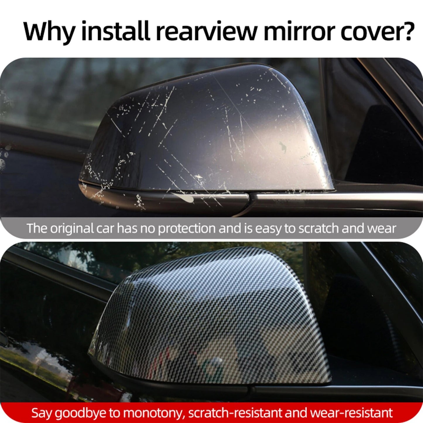 Futhope Car ABS Paste Side Mirror Cover - Stylish Protection for Your Tesla Model 3/Y
