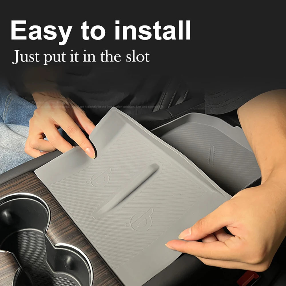 Silicone Armrest Box Storage & Charging Solution for New Model S & X 2023