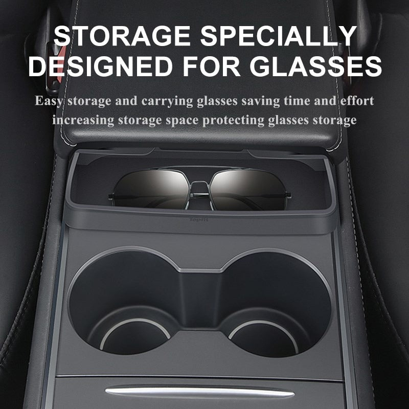 Premium Tesla Model 3/Y Car Central Control Armrest Glasses Pocket