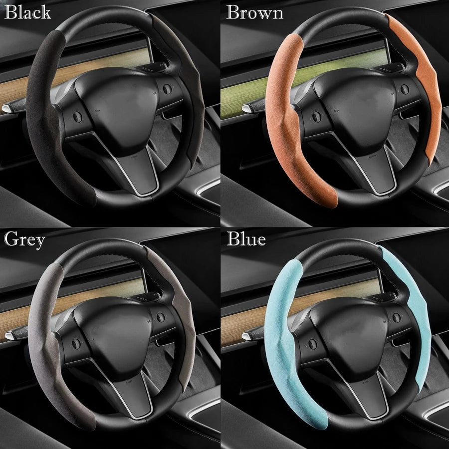 Suede Steering Wheel Cover for Tesla Model 3+ 2024