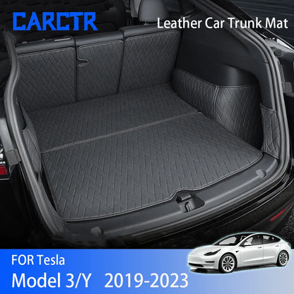 Premium Leather Trunk Mats for Tesla Model Y/3 2019-2023