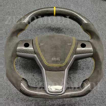 AeroSteer SW114: The Ultimate Carbon Fiber Steering Wheel Upgrade for Your Tesla