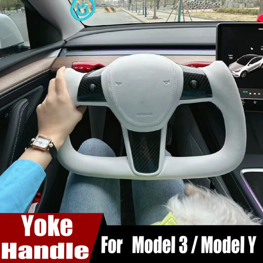 Tesla Model 3/Y Yoke Steering Wheel: Personalized Carbon Fiber NAPPA Leather