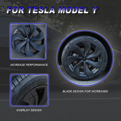 LuxeCaps Hub Covers for Tesla Model Y 19-Inch Wheels - Set of 4