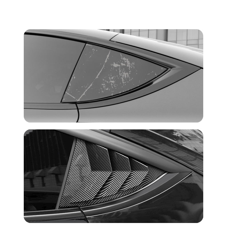 Carbon Fiber Triangular Pattern Bright Patches for Tesla Model 3/Y (2021-2023)