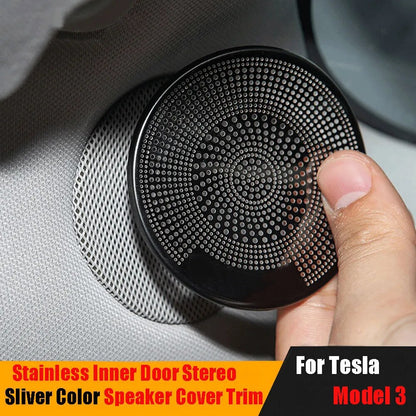 A-pillar Black Stainless Steel Inner Speaker Cover Trim for Tesla Model 3 2017-2023 (2PCS)
