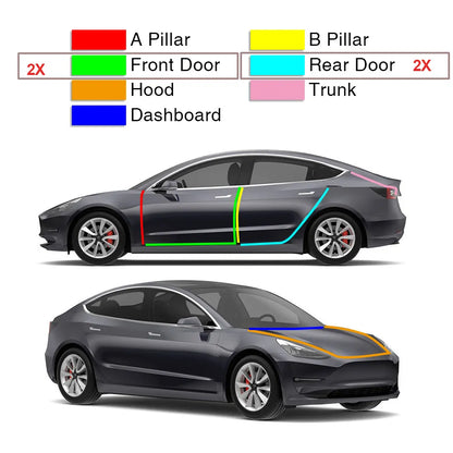 SoundGuard Pro Car Door Seal Strip Kit - Enhanced Insulation for Tesla Model 3 and Model Y