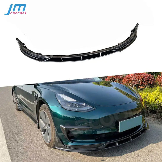 JMCARCOOL ABS Carbon Fiber Front Bumper Chin Lip Spoiler Kit for Tesla Model 3