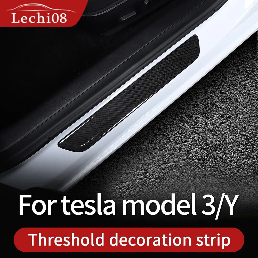 Carbon Fiber Threshold Decoration Strips for Tesla Model 3 and Model Y