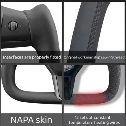 LuxeDrive Napa Leather Steering Wheel for Tesla Model 3 and Model Y