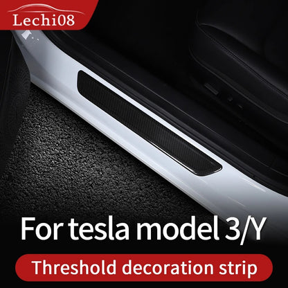 Carbon Fiber Threshold Decoration Strips for Tesla Model 3 and Model Y