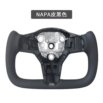 Ultimate Drive Comfort SW201 - Napa Leather Yoke Steering Wheel for Tesla Model 3 Model Y 2023