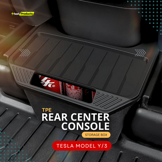 TPE Rear Center Console Storage Box for Tesla Model Y & 3