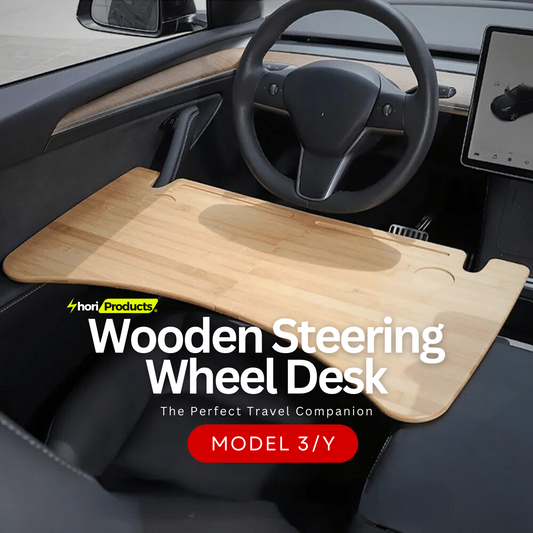 Wooden Steering Wheel Desk for Tesla Model 3/Y – The Perfect Travel Companion