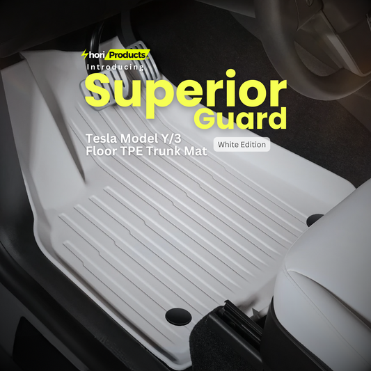 SuperiorGuard Tesla Model Y/3 Floor TPE Trunk Mat - White Edition