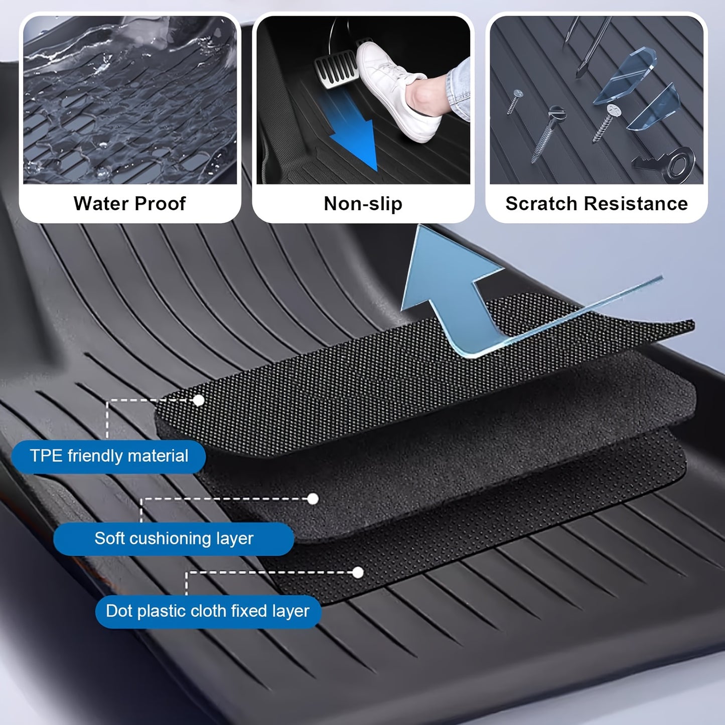 AeroGuard™ All-Weather 3D TPE Floor Mats for Tesla Model 3 & Model Y