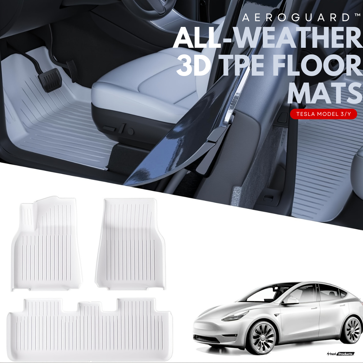 AeroGuard™ All-Weather 3D TPE Floor Mats for Tesla Model 3 & Model Y