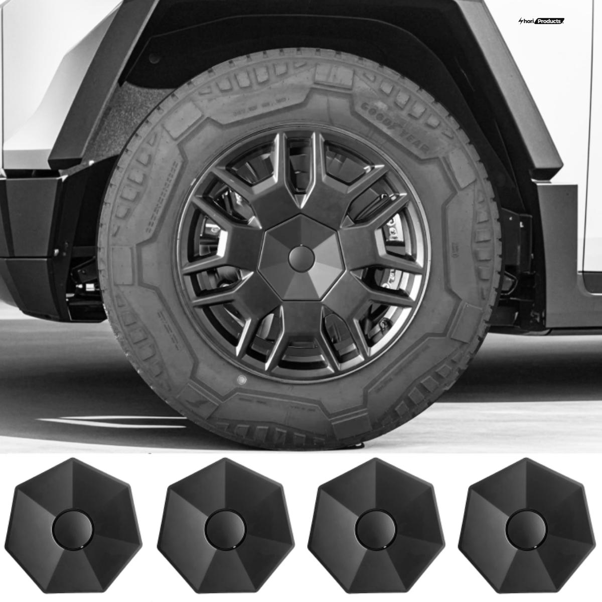 CyberCaps Shield: 4pcs Full Coverage Center Hub Caps for Tesla Cybertruck